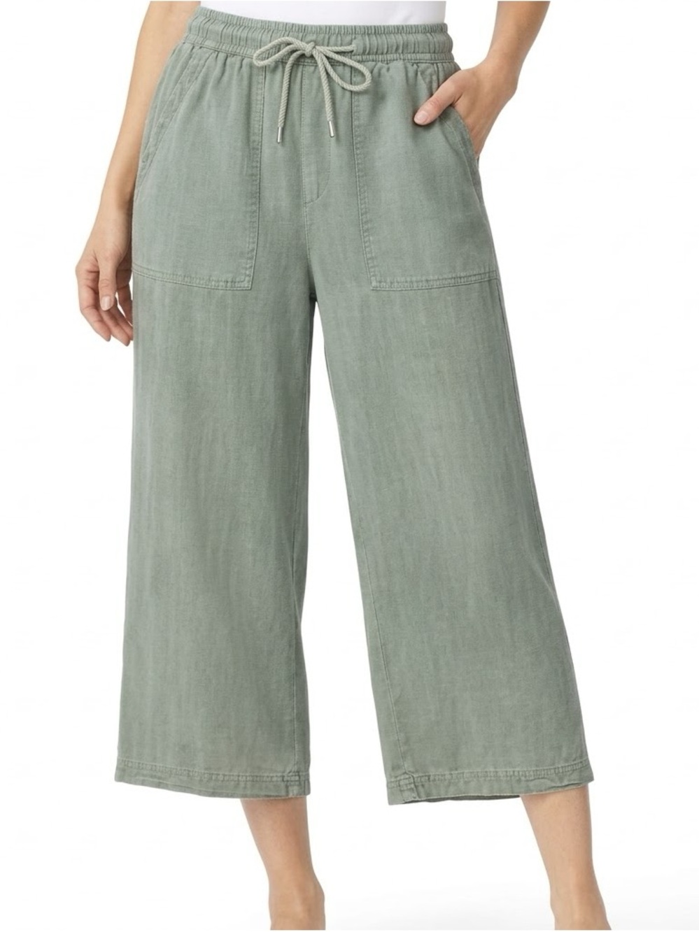 JOIE Wide Leg Linen Blend Pull On Pants | Large